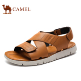Camel 骆驼男鞋2016新品户外休闲透气凉鞋夏季新款牛皮魔术贴凉鞋