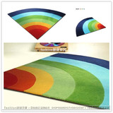 包邮彩色彩虹创意异形墙角地垫卧室门厅厨房不规则线条地毯床边厚