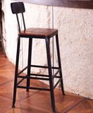 欧式酒吧椅 新古典吧台凳套房时尚靠背椅 咖啡厅实木家具高脚凳子