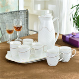 欧式高档陶瓷茶具套装真金描边带托盘客厅水壶咖啡水杯下午茶茶具
