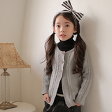 女童春秋装外套2016韩国童装新款长袖毛衣大童针织开衫外套亲子装