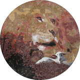 海外代购 瓷砖狮子羊壁挂艺术家居装饰大理石马赛克AN1061背景墙
