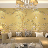 壁纸墙纸大型壁画客厅沙发背景墙现代美式无缝无纺布花鸟无缝墙布