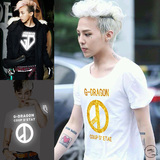 BIGBANG权志龙GD演唱会同款皇冠 演唱会纯棉男女反光T恤烫金短袖