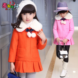 2015冬装新款外套韩版女童加绒上衣中大童冬装加厚休闲呢子大衣潮