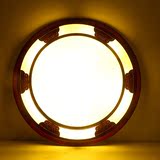 灯大气led圆形中式灯吸顶灯实木灯 仿古卧室灯木质餐厅复古典客厅