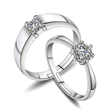 情侣对戒s925纯银戒子男女仿真钻石戒指订婚求婚拍婚纱照戒指道具