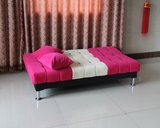 彩色绒布直板简易舒适型单人双人三人小户型多功能折叠组合沙发床