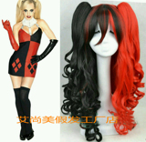 黑红双色洛丽塔动漫哈利奎恩小丑女同款造型假发时尚双马尾批发价