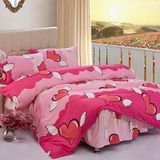 磨毛四件套床上用品活性印花儿童卡通粉色夏季薄款天丝棉床裙式