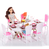 正品 芭比娃娃家具配件 娃娃餐桌2612女孩过家家餐桌玩具