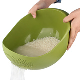 创意淘米盆蔬果盆 加大加厚洗米筛塑料淘米篮 淘米器沥水盆水果盆