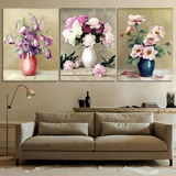 美式装饰画客厅沙发背景墙三联画现代卧室挂画创意花卉无框画