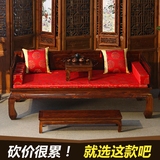 明清仿古家具实木草龙雕花罗汉床三件套南榆木中式古典客厅沙发床