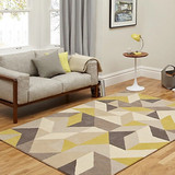 欧式宜家黄色格子地毯客厅茶几沙发卧室床边手工腈纶地毯满铺定制
