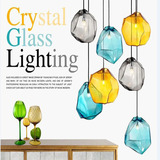 美式创意冰块水晶吊灯个性玻璃钻石吧台吊灯简约客厅餐厅彩色吊灯