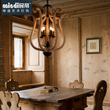 北欧美式乡村复古餐厅客厅酒吧台咖啡厅创意个性铁艺麻绳蜡烛吊灯