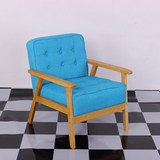 韩式小户型实木单人沙发椅布艺简约中式双人简易日式沙发组合日式