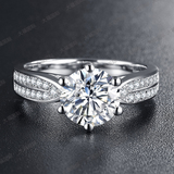 18K白金星光钻戒K款情侣结婚戒指 1克拉 女钻石对戒指环 求婚送礼