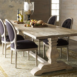 欧式田园风长桌 复古怀旧餐桌 纯全实木长方形饭桌 大书桌 洽谈桌