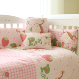 巴巴熊婴儿床上用品纯棉女孩儿宝宝春夏床单床围被子床品可定做