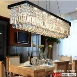 品牌黑色长方形餐厅吊灯欧式led水晶吊灯简约餐厅灯创意卧室灯具