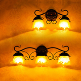 新款卫生间壁灯欧式地中海美式乡村田园红古铜色铁艺灯LED镜前灯