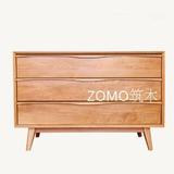实木日式现代风格橡木化妆台三斗柜储物柜
