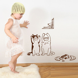 卡通搞笑猫和老鼠组合墙贴儿童房卧室幼儿园教室布置动物贴画贴纸