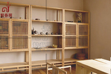 禅单老榆木书柜书架组合现代新中式免漆家具简约实木带门书橱特价