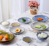 日式和风釉下彩餐盘 凉菜盘 点心盘 调味碟火锅碟 寿司盘 米饭碗