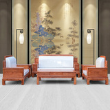 红木沙发 非洲酸枝木高背现代软体博古沙发组合中式全实木家具
