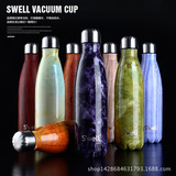潮牌swell不锈钢保温杯同学送礼品创意潮流个性可乐瓶木纹水杯子