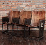 美式工矿怀旧铁艺长椅 LOFT复古做旧长沙发 工业风实木酒吧长椅