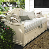 美式乡村实木沙发床推拉床可折叠坐卧两用多功能抽屉床书房CH25