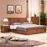 特价全实木双人床现代中式气压高箱储物箱体床1.5米1.8米榆木床