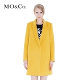MO&Co.毛呢外套女中长款长袖口袋纯色极简茧型西装领羊毛大衣moco
