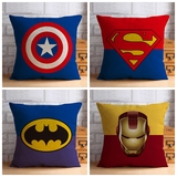 超人蝙蝠侠美国队长钢铁侠亚麻棉麻抱枕靠垫套办公室沙发靠枕包邮