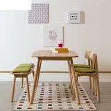 进口实木餐桌椅组合6人长方形宜家简约现代橡胶木一桌四椅带长凳