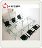 促销 上海家具厂钢化玻璃会议桌 办公会客洽谈桌 公司职员接待桌