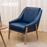 日式单人皮沙发 咖啡厅卧室北欧沙发 休闲简约现代皮艺单人沙发椅