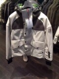 15秋冬新款 Moncler 折扣款 男款灰色网布拼白色连帽羽绒服