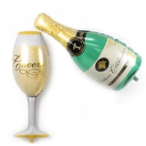 新款高档香槟酒瓶酒杯铝箔铝膜气球酒吧开业婚庆生日百天派对装饰
