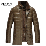 SINBOS2015海宁皮衣中年真皮皮衣男皮夹克羽绒服修身水貂立领外套