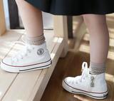 童鞋高帮儿童帆布鞋 男童女宝布鞋白色球鞋春季板鞋加绒
