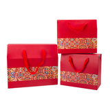 长方形礼品盒 纸盒中国红节日刺绣回礼盒手提盒婚庆满月喜糖盒子