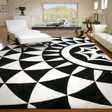 欧美式时尚个性现代简约黑白大地毯客厅卧室床边榻榻米进门垫定制