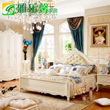 欧式床1.5米双人床高箱真皮法式婚床1.8米实木橡木雕花后现代床