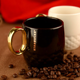星巴克马克杯陶瓷杯 创意情侣咖啡杯子水杯 新款金手柄可定制logo