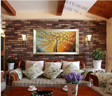 发财树树油画欧式风景手绘抽象花卉餐厅挂画玄关横版客厅装饰画